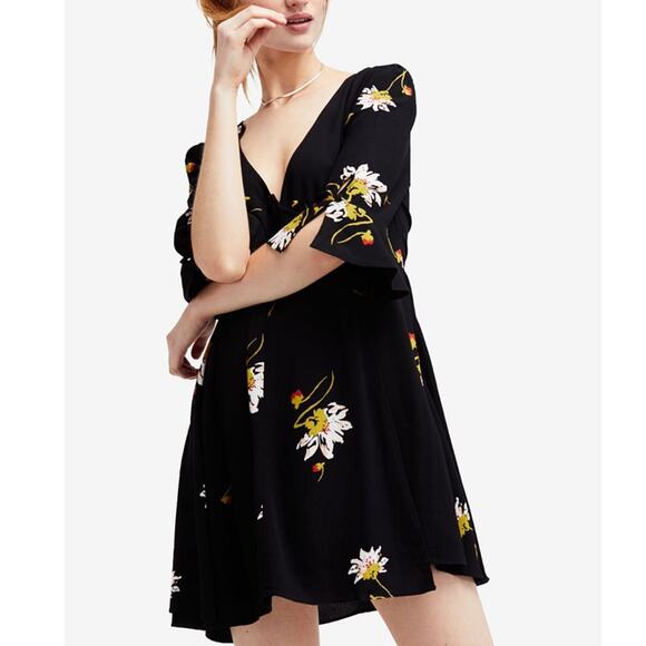 Free People Time On My Side Black Floral Dress size XS - Picture 2 of 8